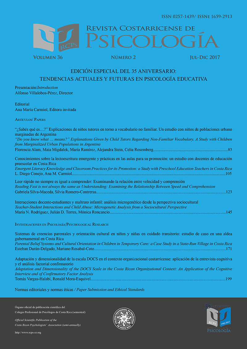 					Ver Vol. 36 Núm. 2 (2017): Edición Especial del 35 Aniversario: Tendencias actuales y futuras en Psicología Educativa
				